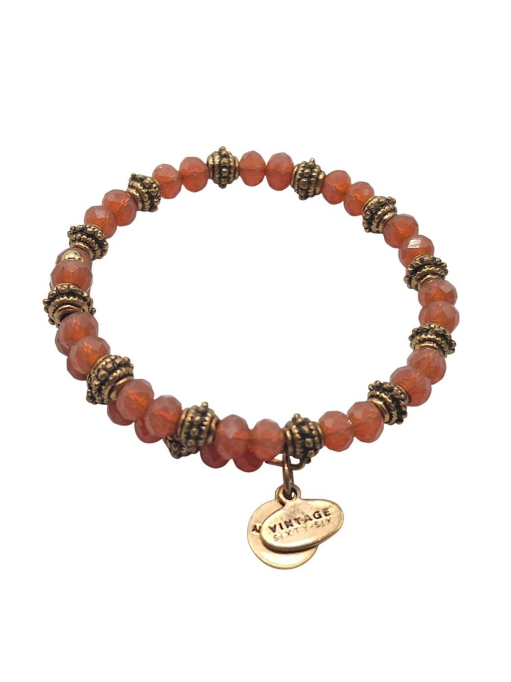 Alex And Ani Vintage Sixty-Six Orange Bloom Wrap Sunset With Gold Accents Charms